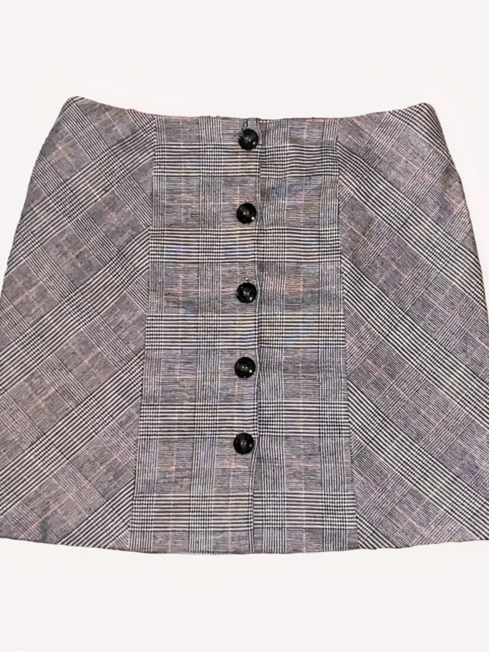 Olivaceous Plaid Button-Front Mini Skirt - Black/White/Red